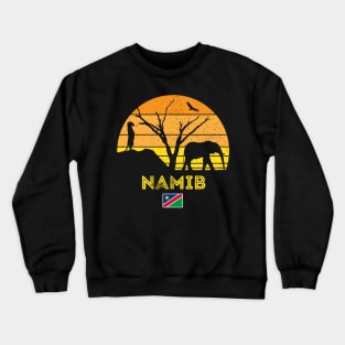 Namib Desert Elephant Safari Vintage Sunset Africa Flag Crewneck Sweatshirt